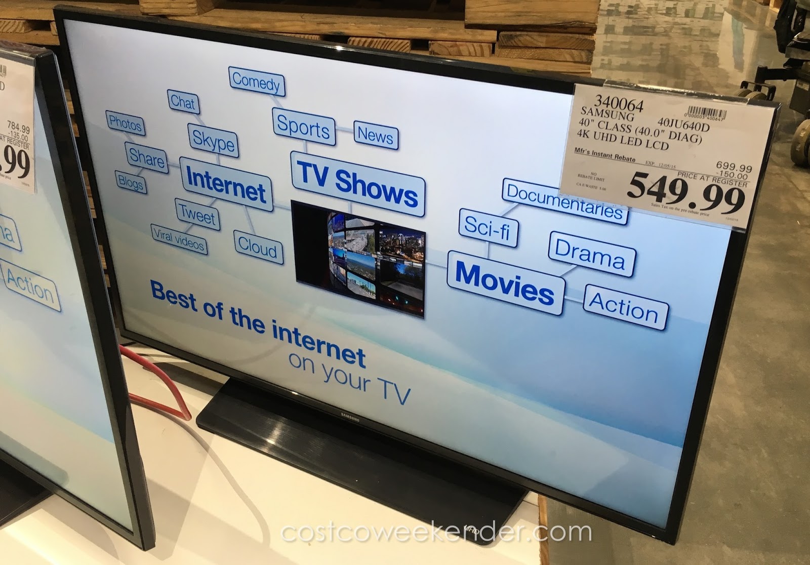 Samsung UN40JU640D 40" UHD LED LCD TV Costco Weekender