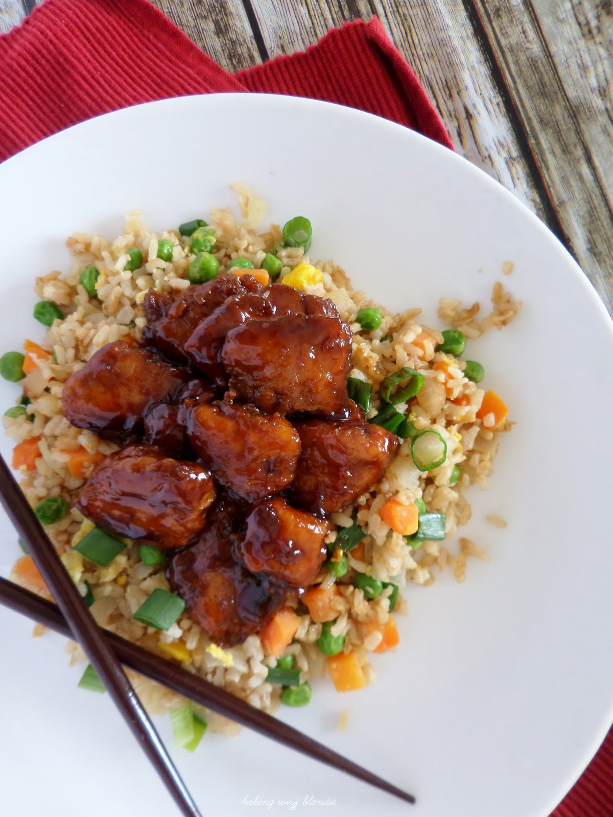 Honey Sesame Baked Chicken and Easy Fried Brown Rice