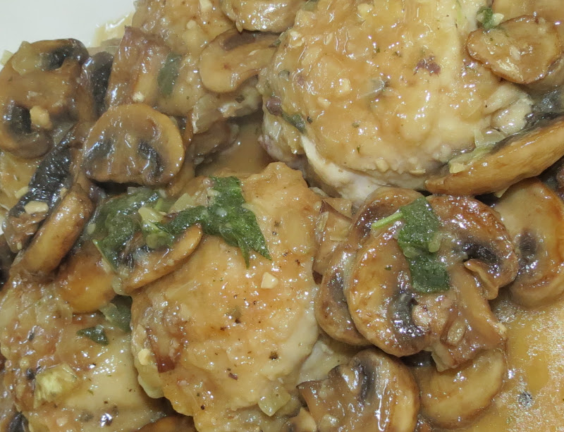 Adriana's Cookies Chicken with cremini mushroom and sage sauce