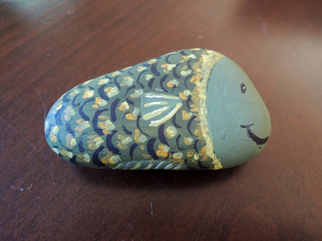 Painted fish stones