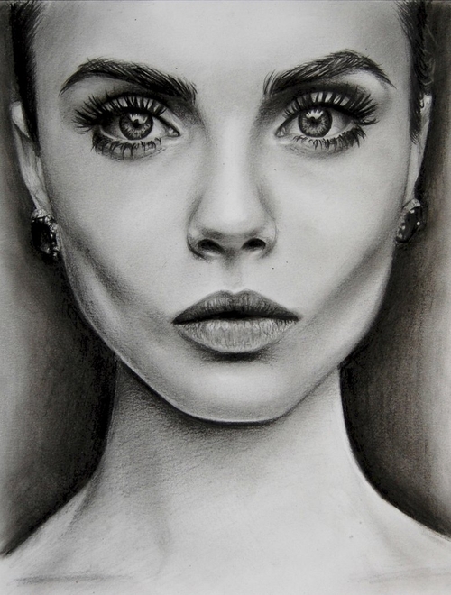 03-Cara-Delevingne-Valentina-Zou-Pencils-and-Charcoal-Hyper-Realistic-Drawings-www-designstack-co