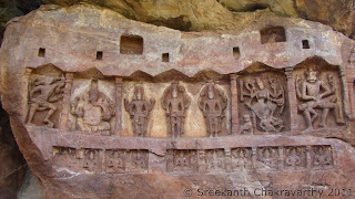 Carvings on the walls around Bhootanatha temple