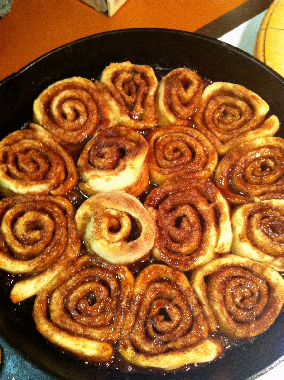 Taste and See Cast Iron Skillet Cinnamon Rolls (without yeast)