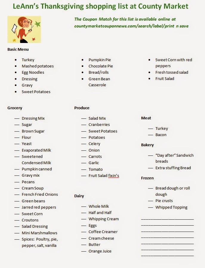 County Market Coupon News | Blog | Turkey Day Shopping List