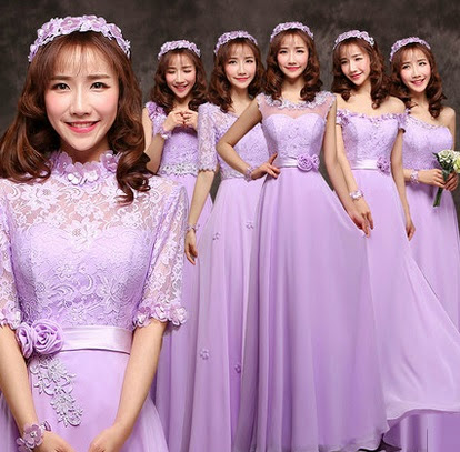 Twinkle Floral Lilac Chiffon Maxi Bridesmaids Dress