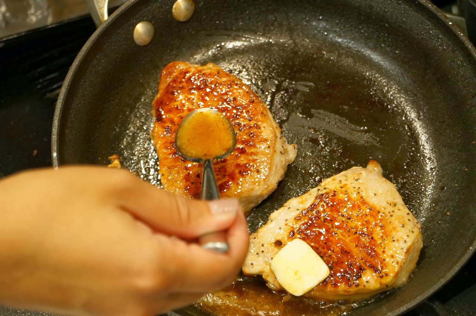 Boston Sweet Tea Party Salted Caramel Apple Pork Chops