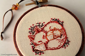 Mama & Baby Fox Embroidery Hoop by Lisa Leggett