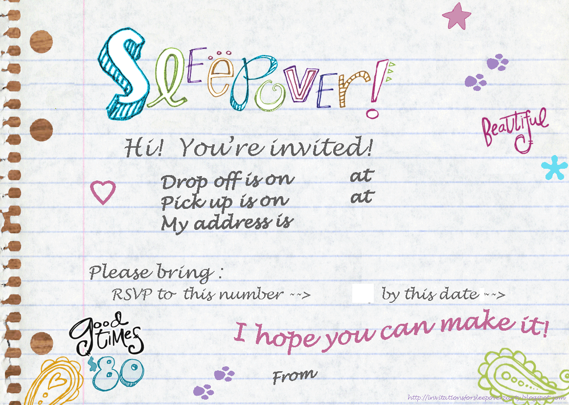 sleepover birthday invitations