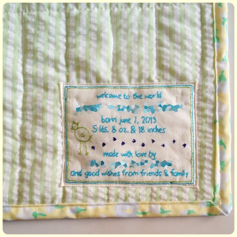 swimming in brine embroidered quilt label tutorial.
