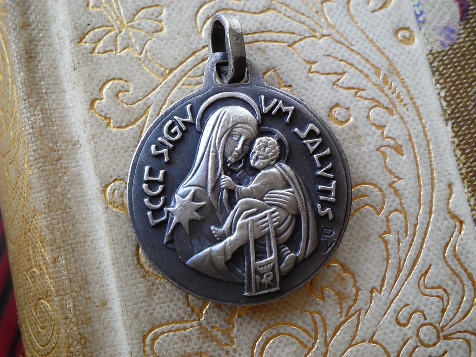 Vintage Religious Medals Vintage STERLING Signed PY Religious Sacred