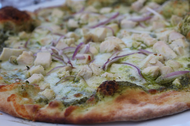 Chicken and basil pesto pizza at Ponte Family Estate Winery, Temecula, Calif.