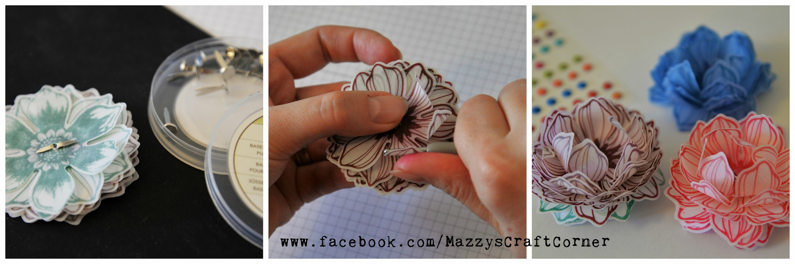 Mazzy's Craft Corner Easy 3D vellum flowers tutorial using Stampin Up