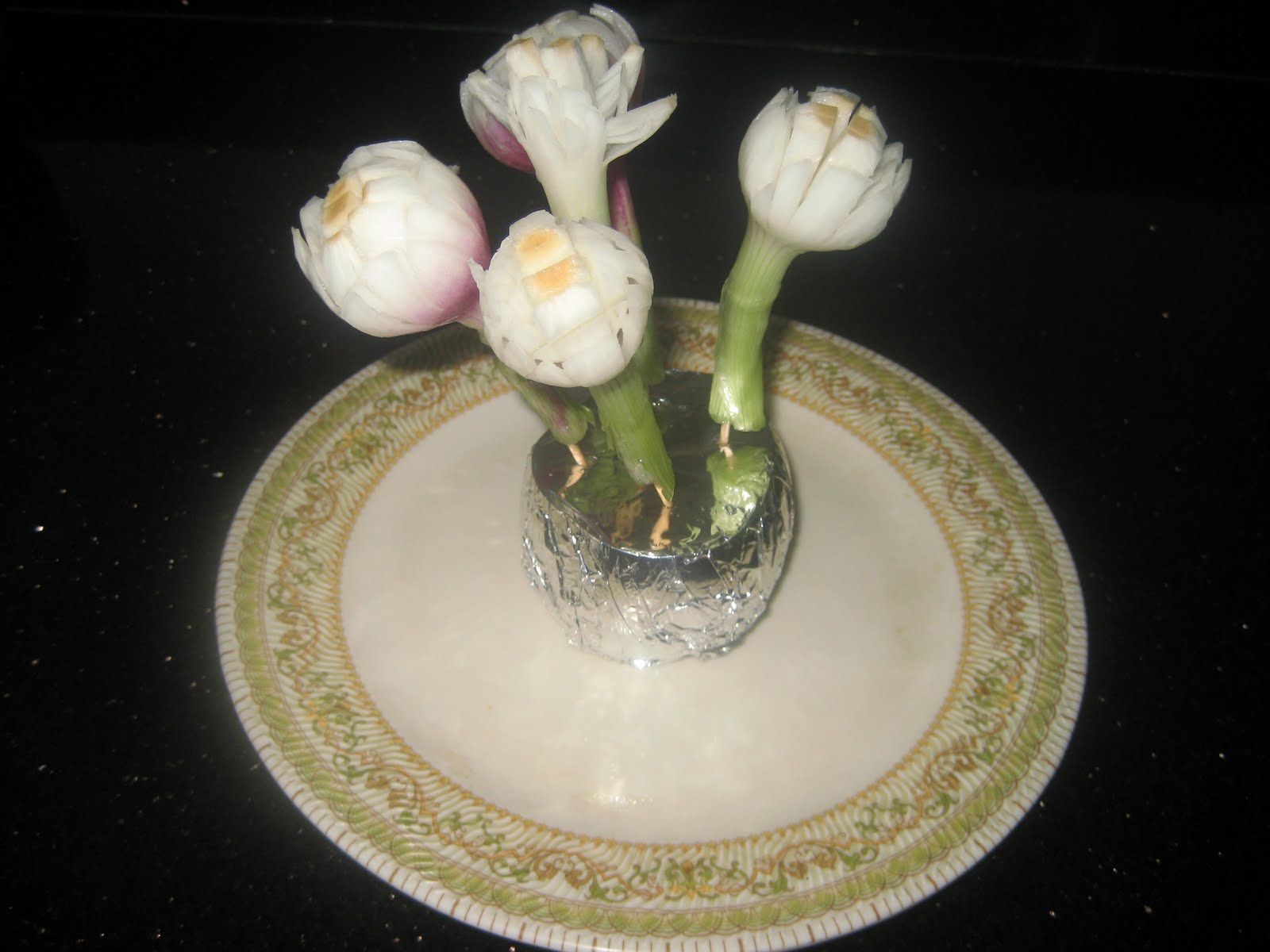 Shobha's Food Mazaa SPRING ONION FLOWERS ( Table Decoration)