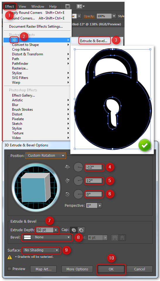 How to create a gold 3d padlock illustration in Adobe Illustrator How to create a gold 3d padlock illustration in Adobe Illustrator