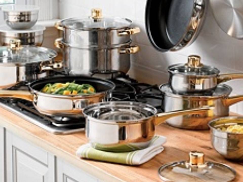 MY GALLERY PLUS 20Pc. GoldPlated Stainless Steel Cookware Set