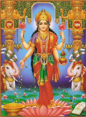 Picture of Goddess Lakshmi, the Hindu Goddess of Wealth & Prosperity