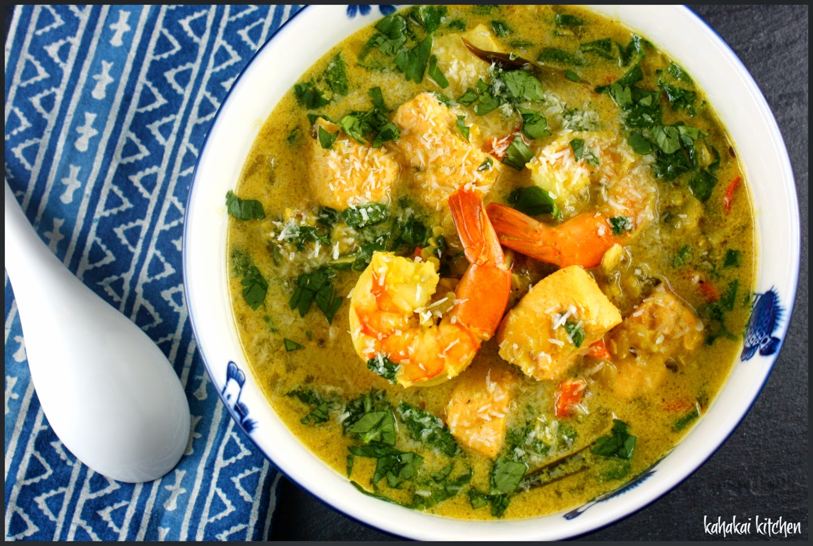 Kahakai Kitchen South Indian Rice and Seafood Soup Creamy, Coconut