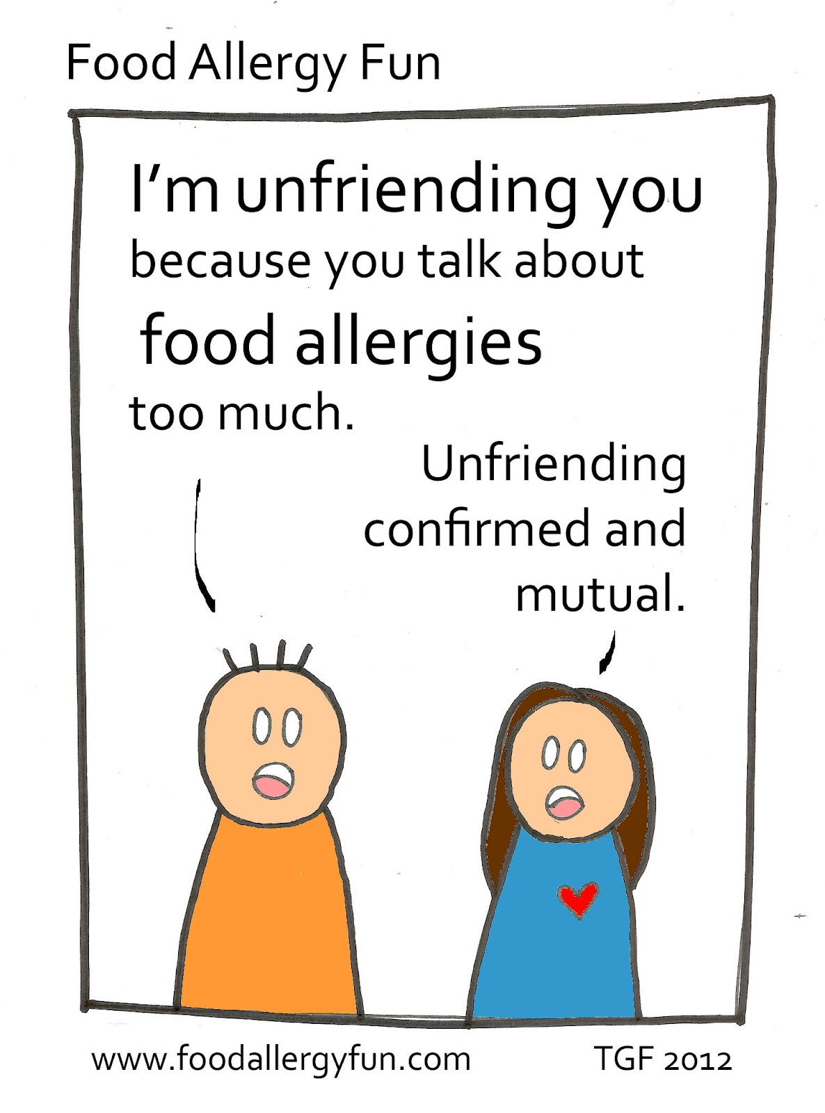 Food Allergy Fun: Unfriending - Food Allergy Cartoon