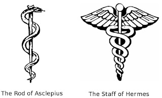 Tongkat Asclepius dan Tongkat Hermes