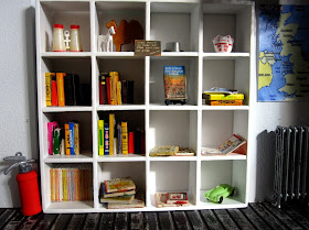 Bookcase in a modern dolls' house miniature pop-up Little Library, 