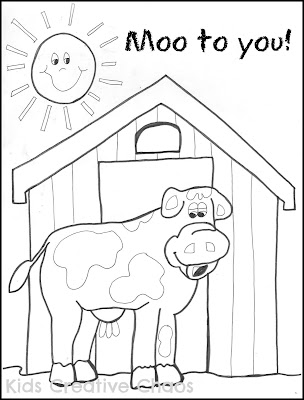 Big Red Barn Cow Coloring Sheet for Preschool Creative Country Sayings Farm Edition