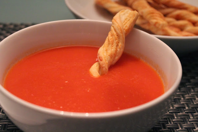 Melting Parmesan CheeseSticks and tomato soup