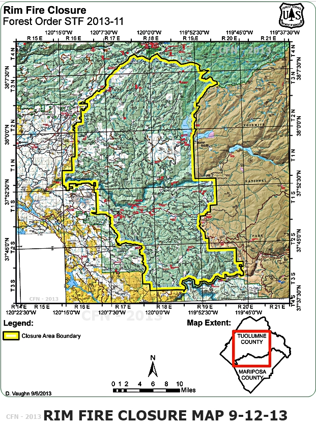 CFN CALIFORNIA FIRE NEWS CAL FIRE NEWS Rim Fire Closure Stanislaus National Forest was