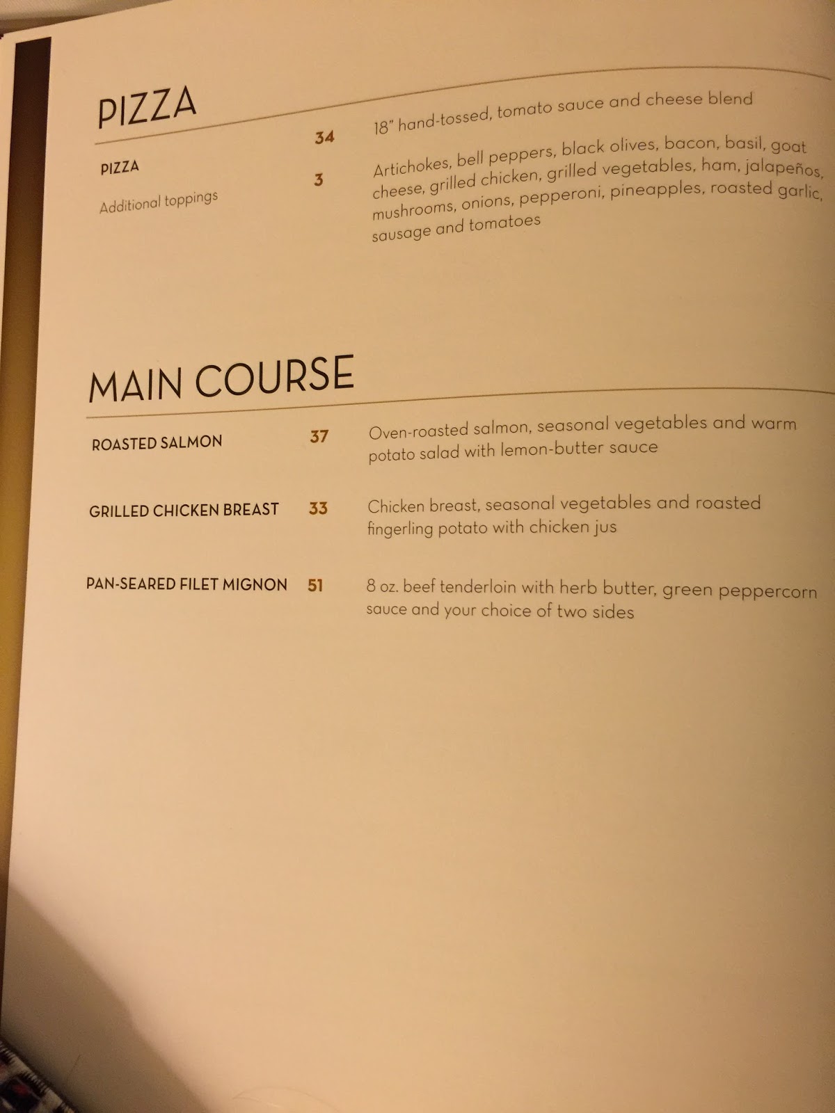 LAS VEGAS DAZE Caesars Palace Las Vegas Room Service Menu