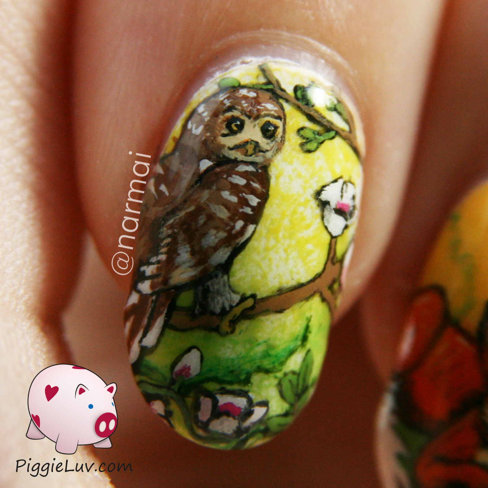 PiggieLuv Four seasons nail art with animals