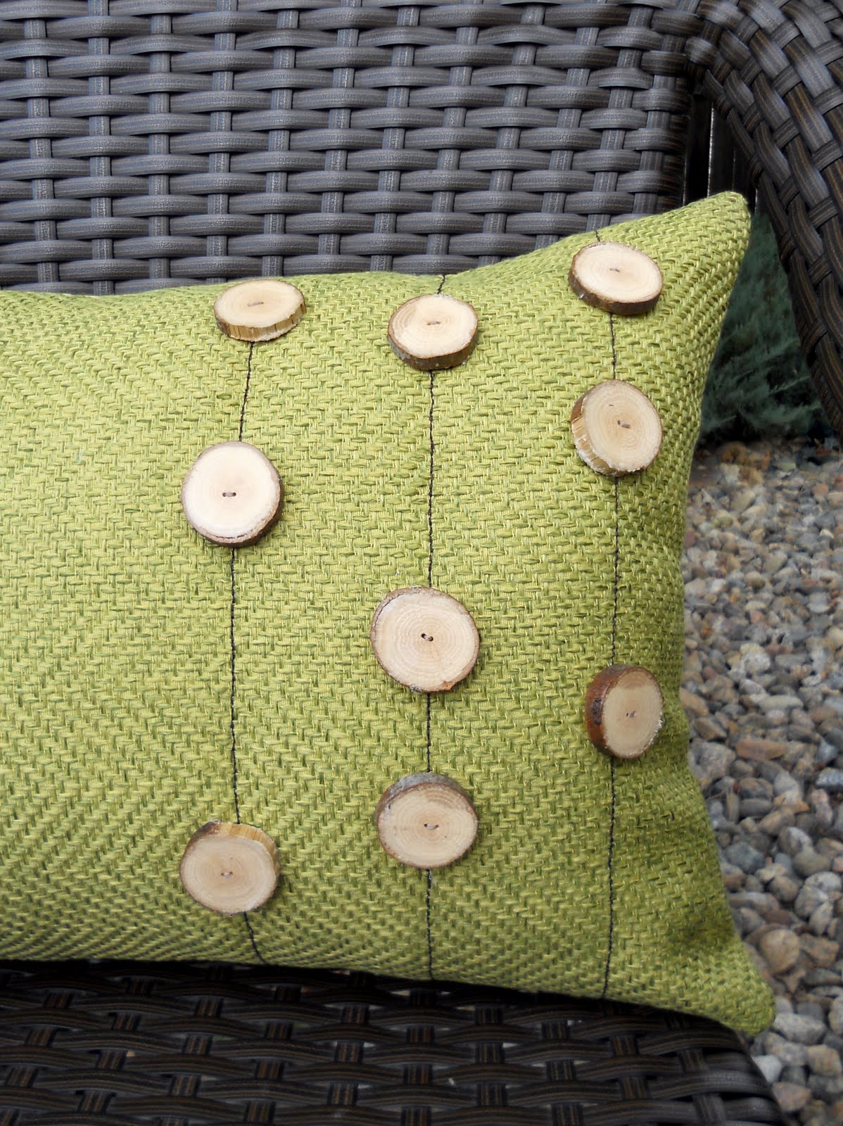 Just Another Hang Up Fall Pillow with Wooden Buttons Tutorial