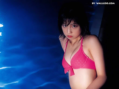 Yuko Ogura in Pink Bikini Wallpaper