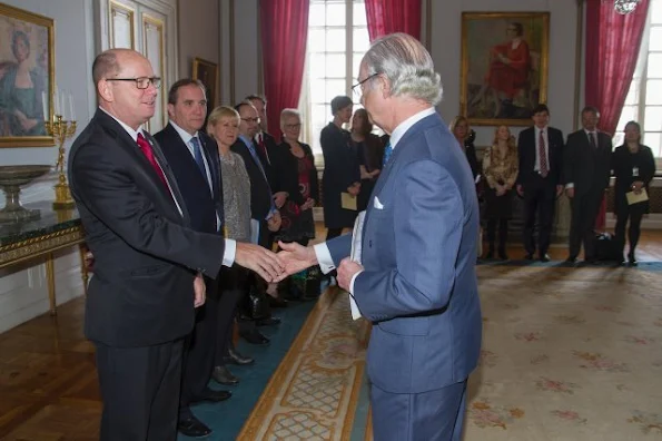 King Carl XVI Gustaf of Sweden and Crown Princess Victoria of Sweden attended a foreign relations committee meeting at the Royal Palace on April 15, 2015 in Stockholm, Sweden.