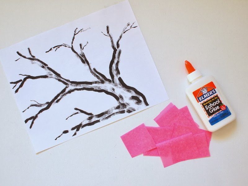 Cherry Blossom Tissue Paper Flower Craft Tree Printable Included