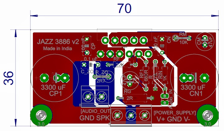 DIY Audio Amplifier Blog. : Dual layer LM3886 PCB, Jazz 3886 V2