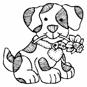 desenho de cachorro com flor para pintar