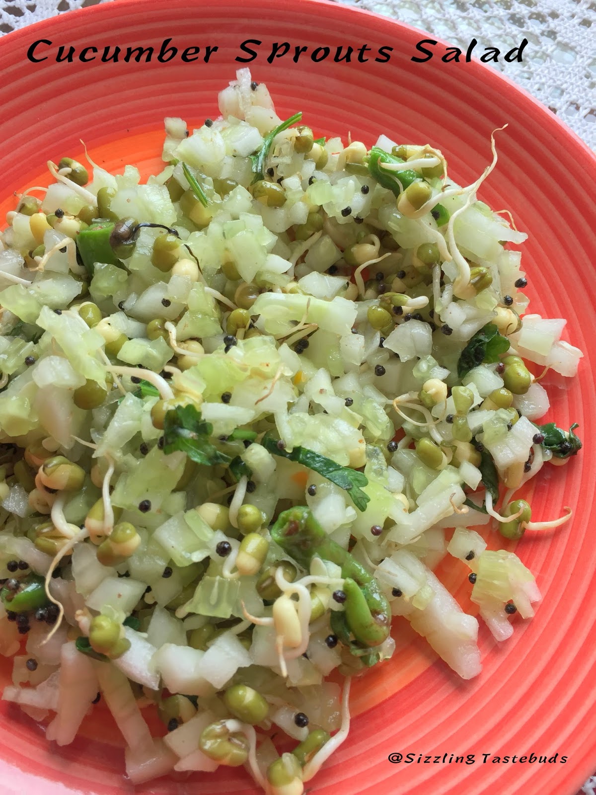 Sizzling Tastebuds Cucumber Sprouts Salad Easy Diabetic recipes Salads