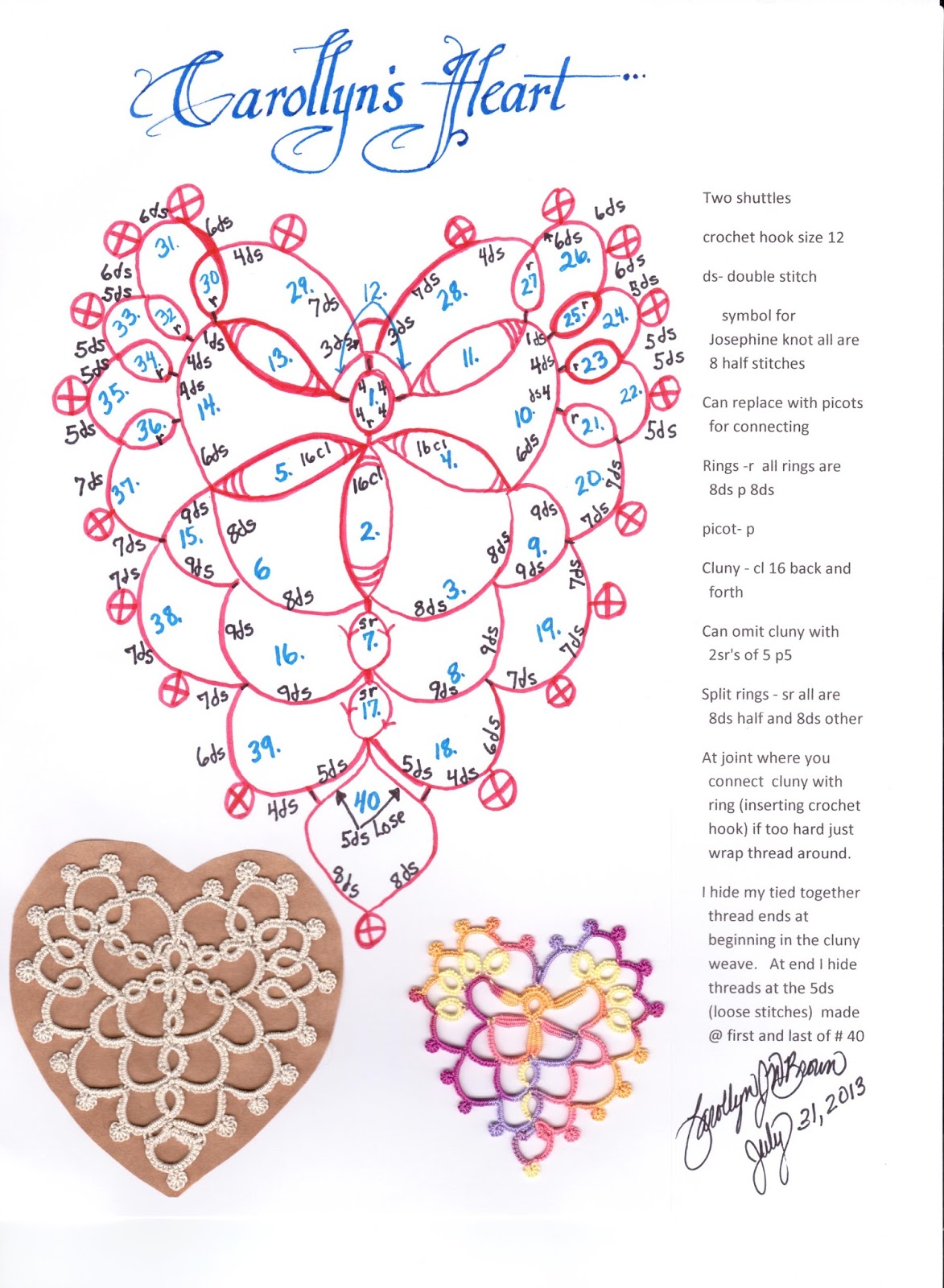 Carollyn's Tatting Blog Two Hearts One Pattern