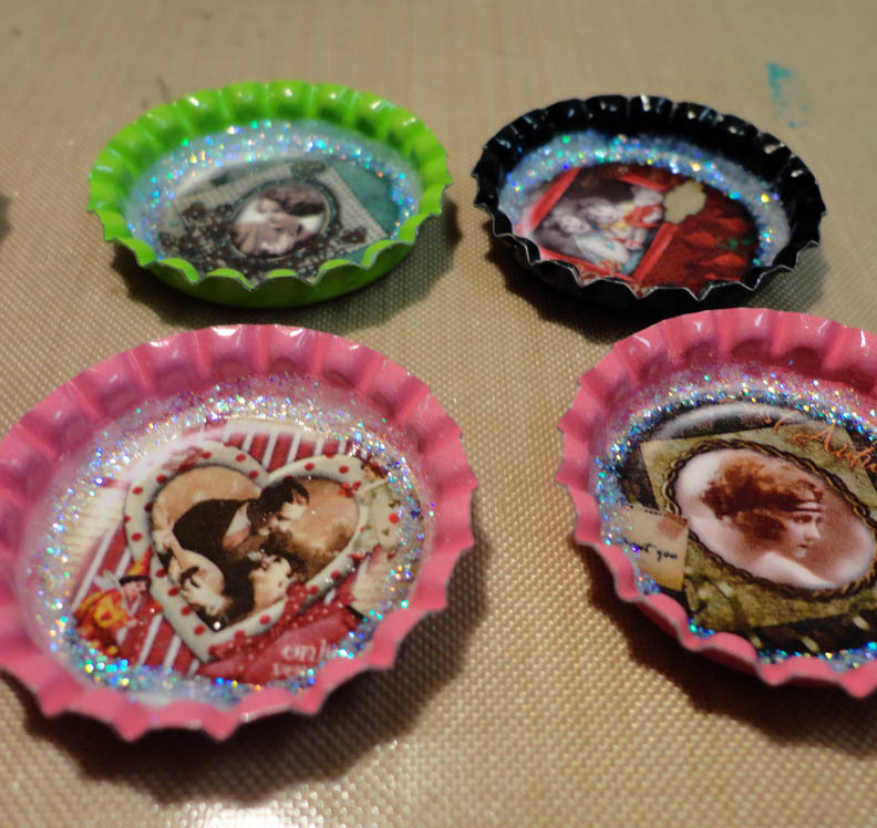 Resin Crafts Jewelry Resin and Bottle Caps Featuring Cari Lopez Art