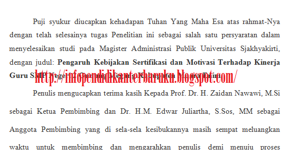 Contoh Kata Pengantar Penulisan Tesis | Info Pendidikan Terbaru