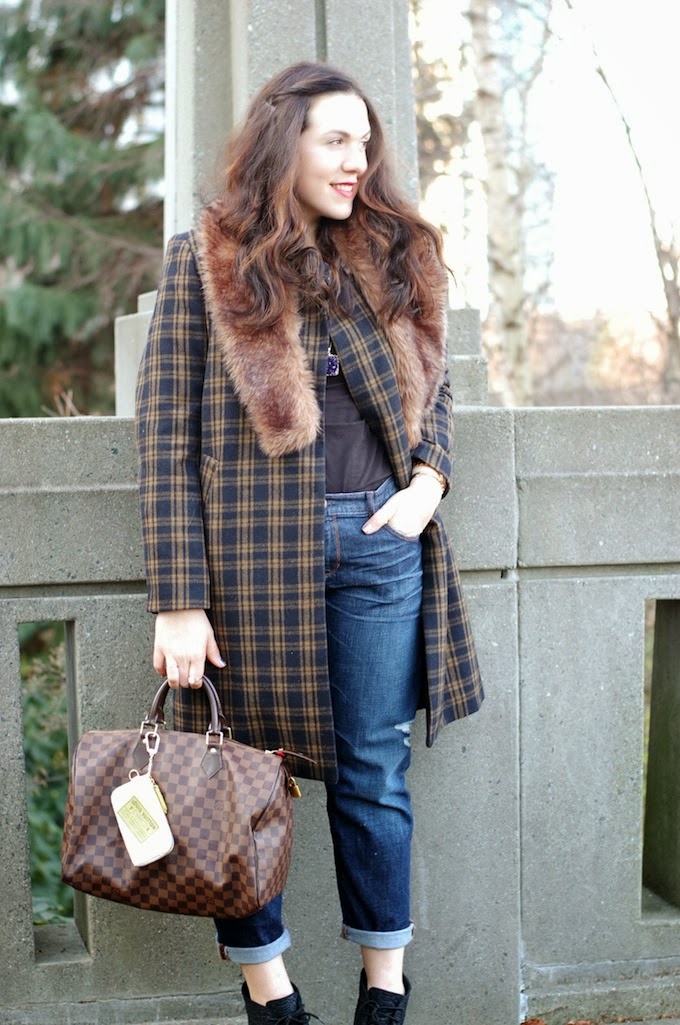 H&M plaid wool coat