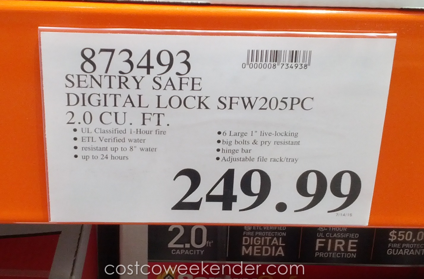 SentrySafe SFW205GPC Digital Safe Costco Weekender