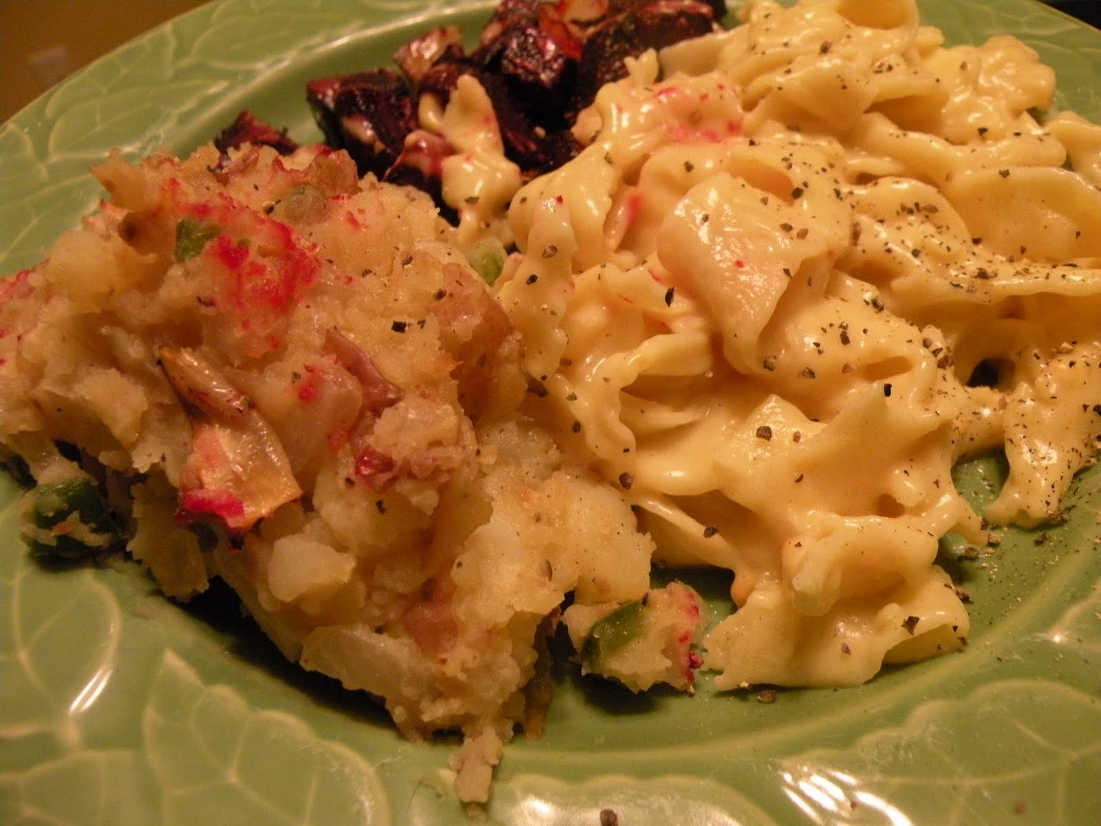 Vegan food art and music... Dirty mashed potatoes, mac and cheese, and
