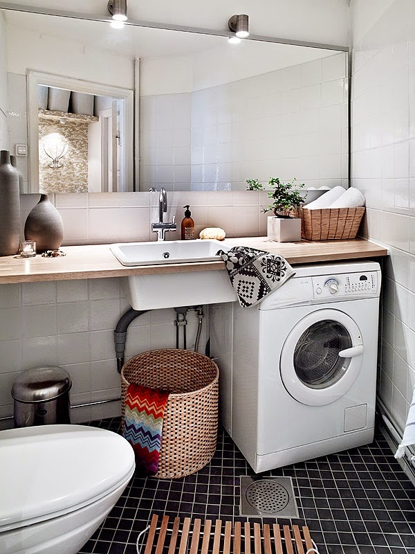 Cute Pinterest Hidden washing machine in bathroom