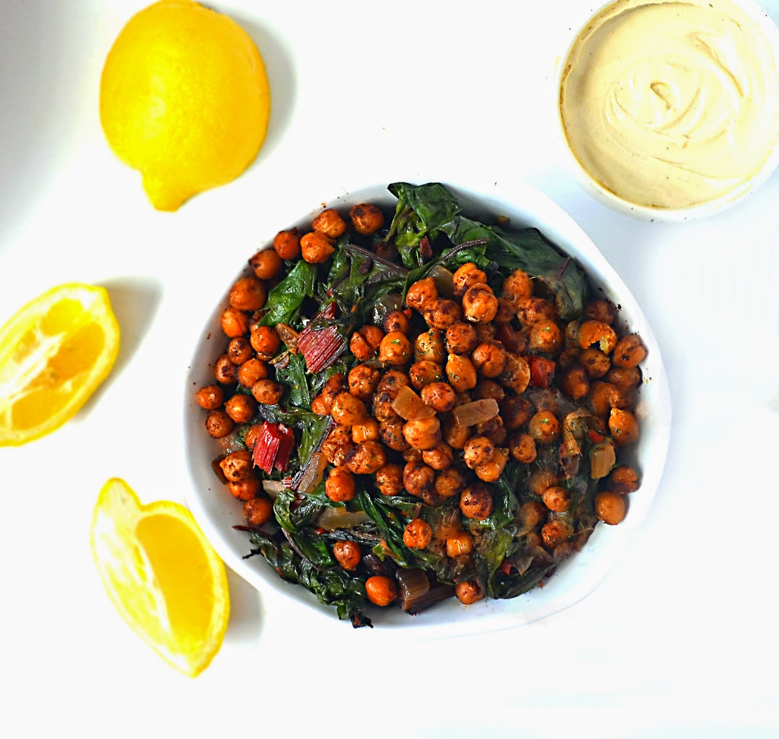 Sew French Chard & Chickpeas With Tahini Cream