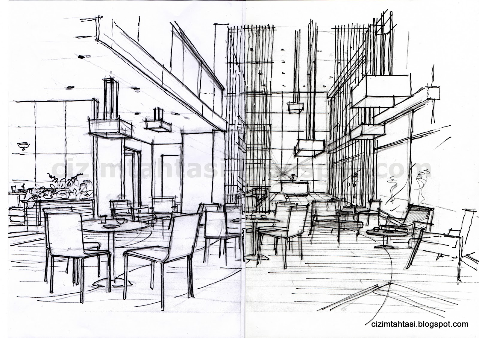 tasarimda eskiz cizim ve renklendirme birol koseoglu 1 eskiz calisma cafe yerlesimi ve uc boyutlu eskiz olusturma