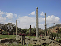 Giant (fallen) Stelae above burial chambers of Northern Stela Field, Aksum, Ethiopia