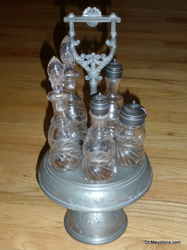 Superstores Antique 5 Piece Cruet Castor Set With Birds