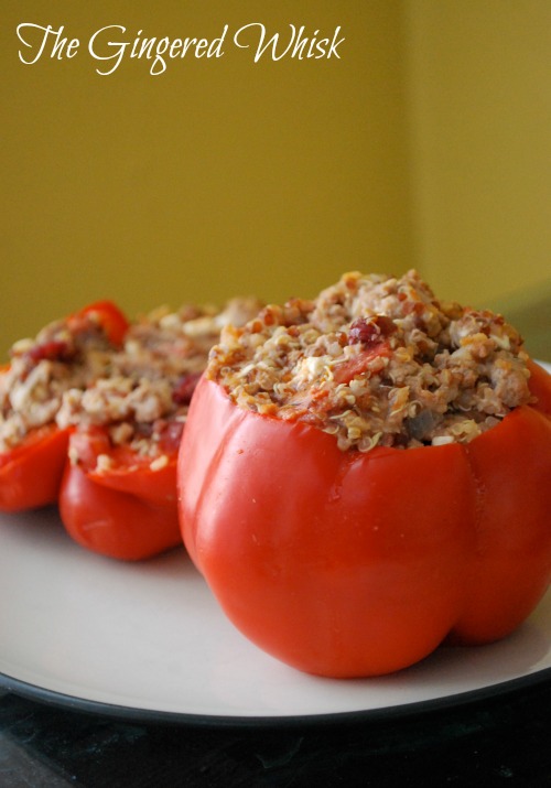 Turkey Quinoa Stuffed Peppers The Gingered Whisk