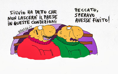 vignetta: Silvio non lascia il paese in queste condizioni