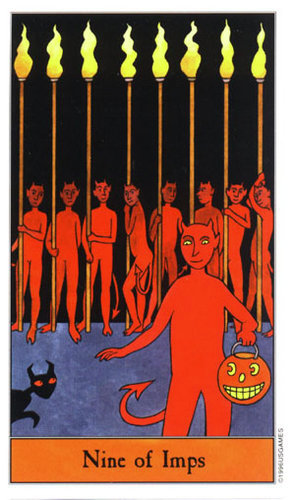 Tarot Halloween: Nueve de Diablillos